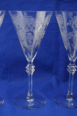 Central Glass Works Etch 425 Clear (4) Water Goblets, 8 1/2″ (S9)