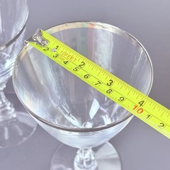 VTG Fostoria Platinum Ring Rim Crystal Martini Bar Glass MCM Set 2 Wedding Gift
