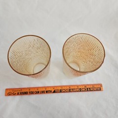 Pair of Jeannette Marigold Carnival Tree Bark Drink Tumblers Barware 14 oz. 6″