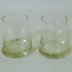 Libbey Clear Glass Swerve Double Old-Fashioned Rocks Glasses 14oz Set of 2