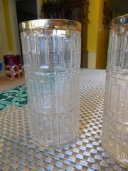 FOUR 1960s Mid-Century Modern Shoji Highball Glasses With 22kt Trellis