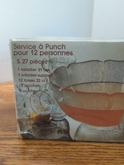Arcoroc Fleur-Vintage PUNCH BOWL-Flower Petals-Large Glass Punch Bowl-12Cup box