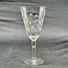 3 Etched Atomic Starburst Diamond Optic Wine Glasses – 7 1/8″ H MCM Excellent