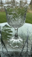 Rare Heavy Rock Crystal Webb Cut Glass Wine with Monogram