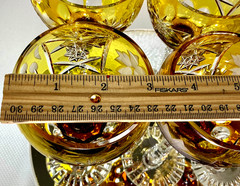 Cut to Clear Glass Crystal 8” Set 6 Nachtmann Amber Yellow Wine Glasses Goblets