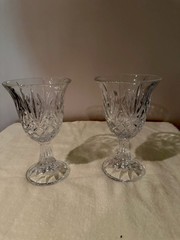 Crystal Water goblets 7.5 Inches Tall. Beautiful Etching. Heavy Glass. Set Of 2