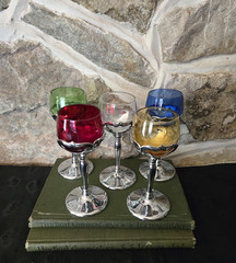 5 vintage farber bros chrome kraft art deco liquior cordials glasses