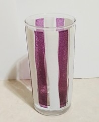 Mid Century Libbey High Ball Cocktail Tumbler Glasses Retro Mod Awning Stripe