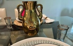 Vintage Rare Gold Rim Clear Optic Juice Cocktail Glasses 4” ~ Set Of 4