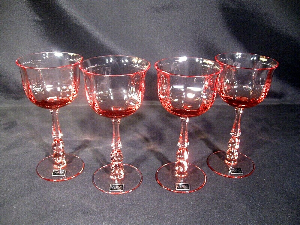 Mikasa Terrace Coral Optic Wine Glasses Set of 4