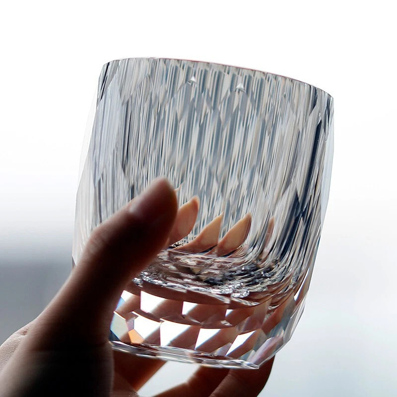 Hand Engraved Sparkle Crystal Whiskey Tumbler 8Oz Heavy Base Luxury Gift for Men