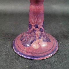 Studio Pottery Ceramic Goblet Purple Floral Artist Signed 8.5″