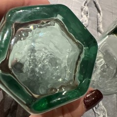 Set of 2 Vintage Libbey Chivalry Green 6 oz Juice Glasses Textured Panel