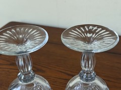 Star Burst Design Ribbed Stem Heavy Cut Glass 12 Ounce Wine Water Goblets 2-Set