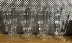 Vintage Friendly’s Style Sundae Milkshake Glasses Heavy Footed Ribbed Set of 4