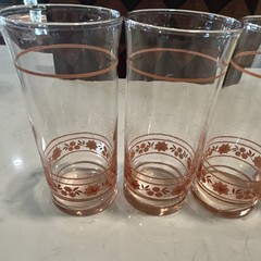 Libbey Capri Misty Rose Blossom Water Iced Tea Tumbler Glass 6″ Set of 4 EUC