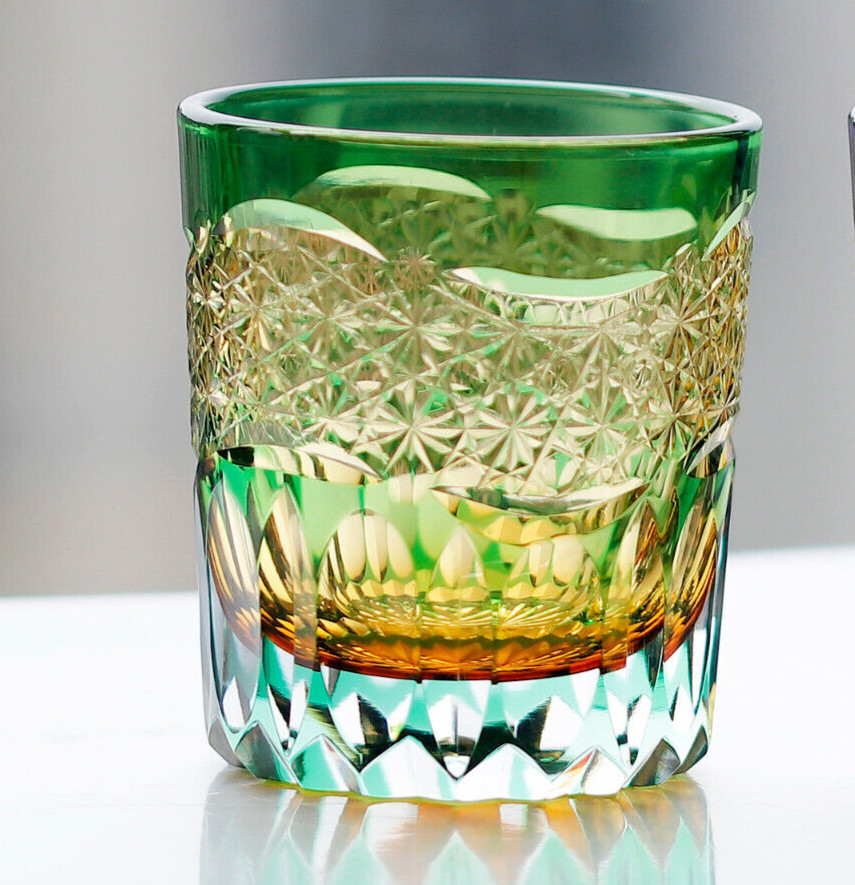 240ml Whisky Glass Hand Blown Hand Carved Color Embossed Crystal Glassware Green