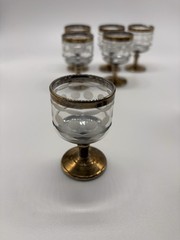 Vintage Culver Pisa Gold Footed Shot Glasses Set of 12 MCM 22K Liquor Barware