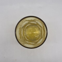 Vintage 1960s Yellow Glass Decatur Thumbprint Iced Tea Drinking Glass