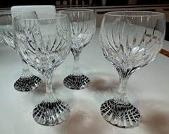 Set of 4 Baccarat Crystal MASSENA 6 3/8″ White Wine Glasses Stunning