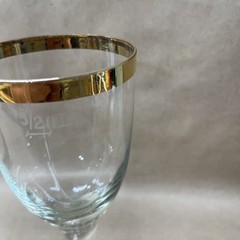 Set of 2 MCM Clear With Gold Rim Stemware Wedding Anniversary Glasses Vtg
