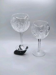 Waterford S/2 Crystal Millennium Collection Happiness Toasting Goblets • Signed