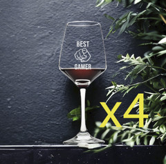 Best Gamer Wine Glasses x4 Premium 12 Oz Personalize Videogames Gift Luxury NEW