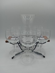 MCM Carafe and Wine Glasses with Caddy by Libbey, Made in Canada