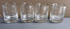 SET OF 4 ON THE ROCKS/OLD FASHIONED GLASSES 14 OZ. ETCHED INITIAL «W»