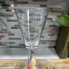 Franz Crystal And Porcelain Fluted Champagne Glass Butterflies Or Papillon