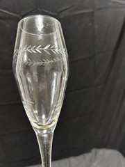 vintage Pair champagne flutes featuring an etched design