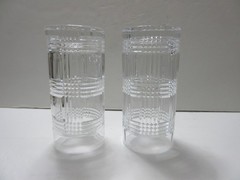 RALPH LAUREN LRL Crystal 6 1/4″ Glen Plaid Highball Tumbler Glasses Set of 2