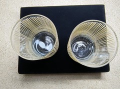 Rare! 2-Georges Briard MCM Icicle Double Old Fashioned Glasses, Rocks, Low Ball