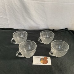 (4) Crystal Clear Industries Glass Coffee/Tea/Punch Cups, Trellis Pattern