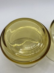2 MCM Amber/Harvest Gold 8 Oz Lowball/Whiskey/Juice Glasses, 3×3”, EUC