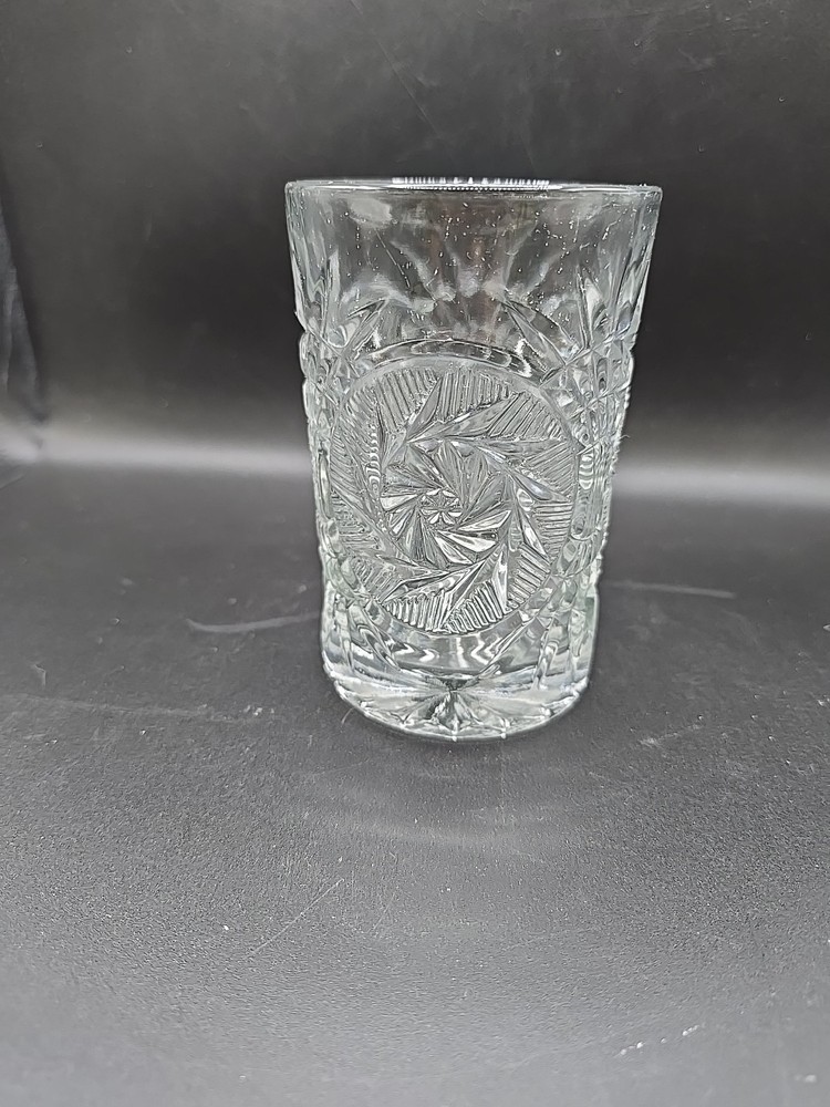 Vintage 1970s Fostoria Glass STOWE Clear Pinwheel Highball Tumbler 5″ GLOWS!