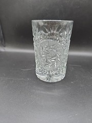 Vintage 1970s Fostoria Glass STOWE Clear Pinwheel Highball Tumbler 5″ GLOWS!