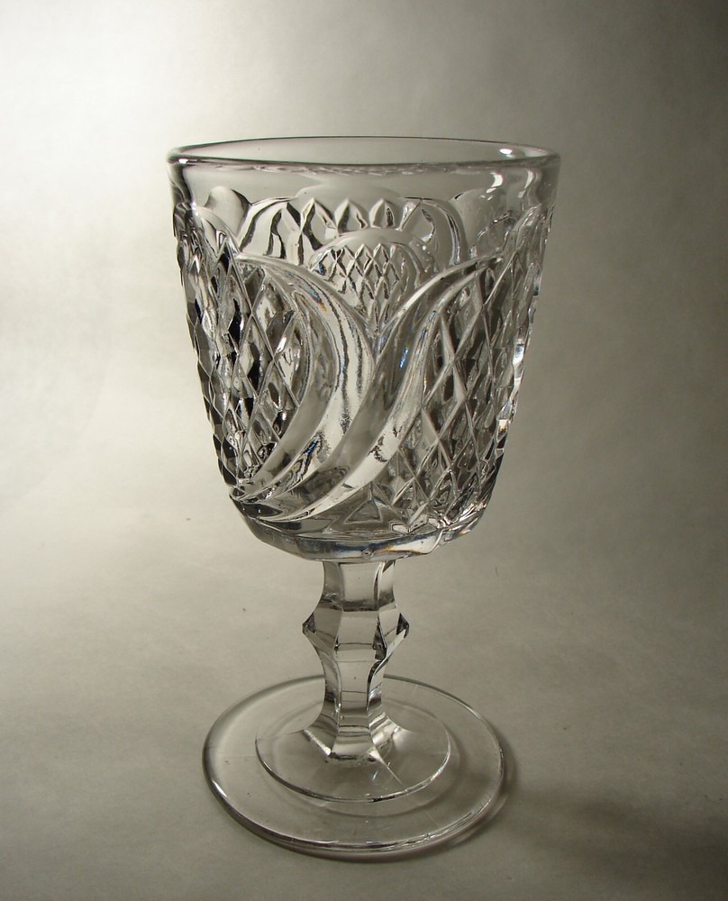 Antique Mt Washington Flint Glass Goblet Morey Hawaiian Pineapple EAPG 1870s
