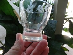 Anchor Hocking Clear Gray Cut Plants Glass 4 Ounce Tumbler Excellent Used Cond.