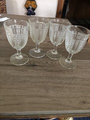 Vintage Clear Glass Wine Goblets McKee Feather Doric C