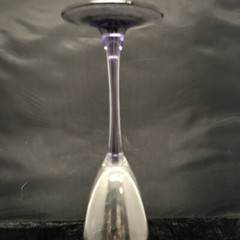 Champagne Flutes Clear Glass Bowl Amethyst Lavender Purple Pulled Stem THREE (3)