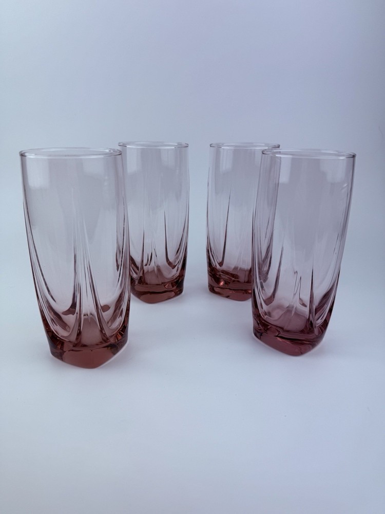 Set Of Four Vintage Libbey Imperial Plum Tumbler glasses 6.5 “ Tall VGC