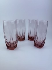 Set Of Four Vintage Libbey Imperial Plum Tumbler glasses 6.5 “ Tall VGC