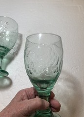 Vintage Libbey Orchard Fruit Goblets Stemware Glasses – Green Glass Set Of 3