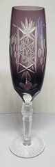 Hortensja Amethyst Cut to Clear Champagne Flute 8 7/8” Purple Crystal Stem Glass