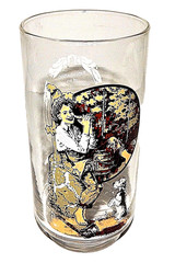 Coca Cola Glasses Norman Rockwell Boy with Dog Tan Brown Coke Tom Sawyer Vintage
