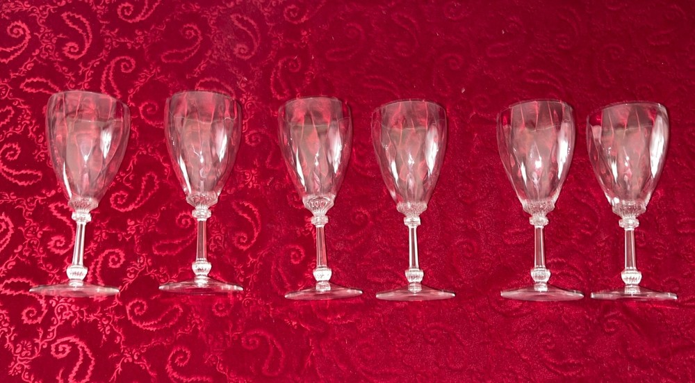 Heisey Old Dominion Clear Optic Wine or Goblet Glasses Set of 6 Vintage GLOW