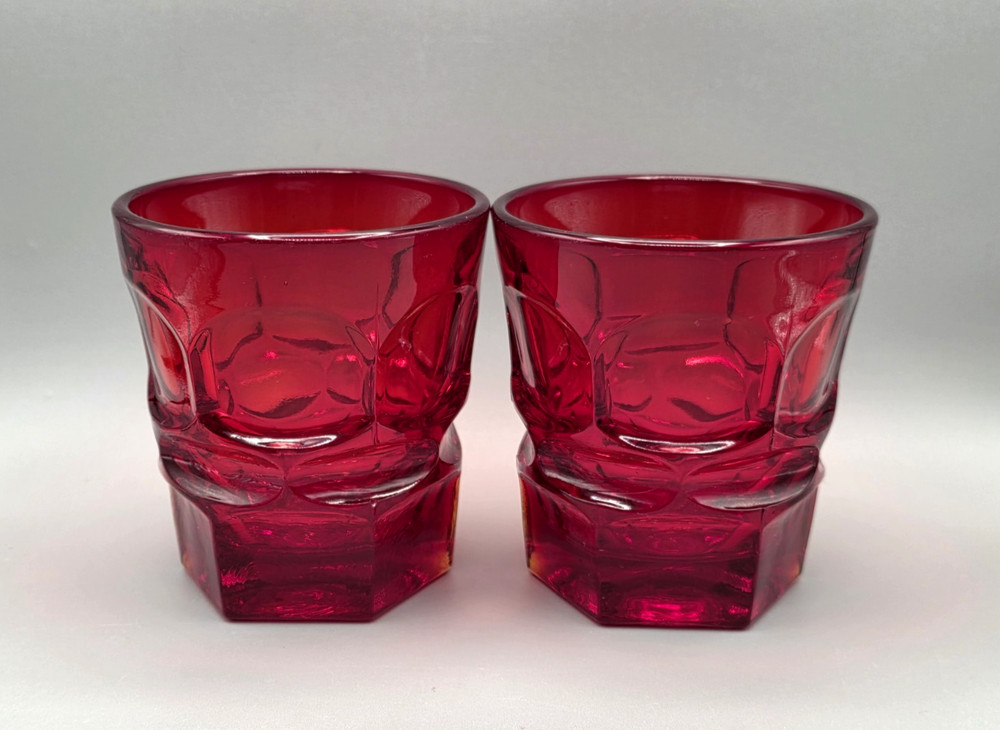 Fostoria Argus Ruby Red Old Fashioned Glasses Set of 2