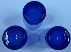 Set of 3 Libbey Bangles Cobalt Blue 16 oz Cooler Glass Tumblers~6.25″~Heavy base