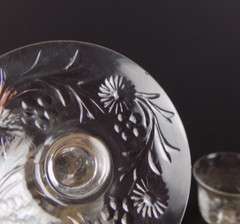 4 Webb Corbett WEC83 Wine Glasses Cut Engraved Flowers Arches England Crystal